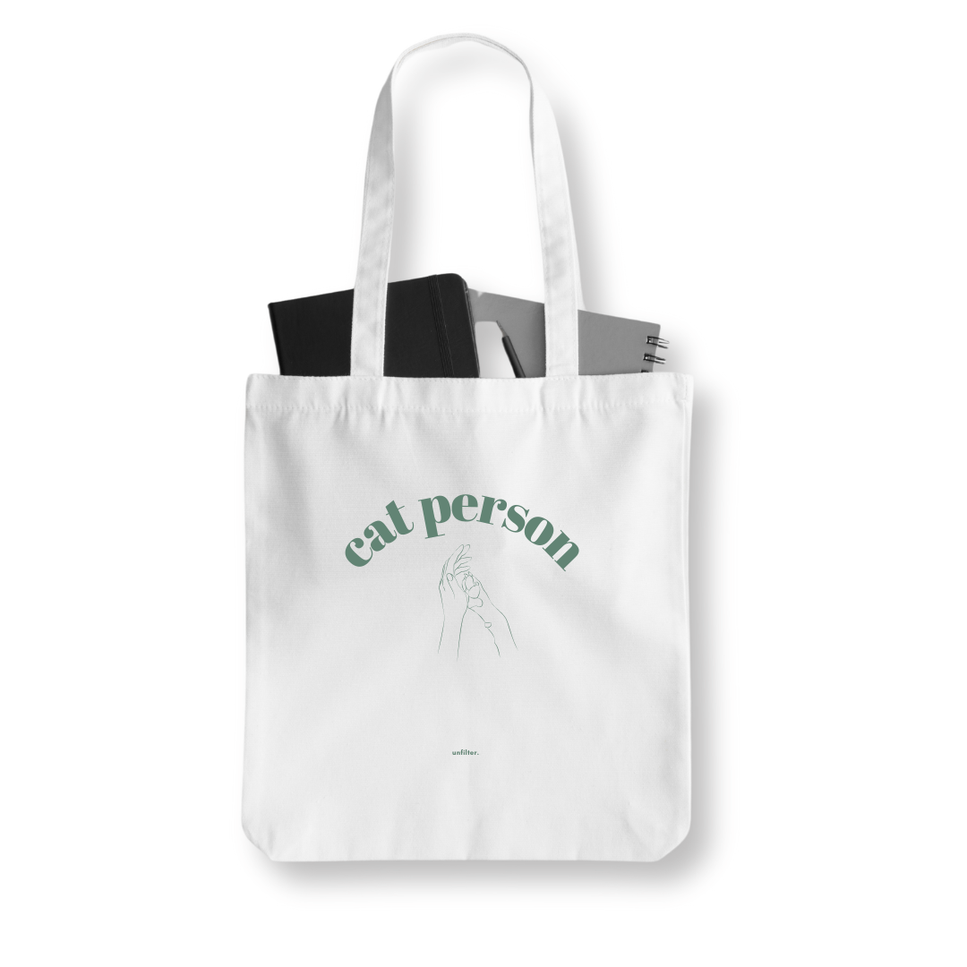 Cat person white Tote Bag