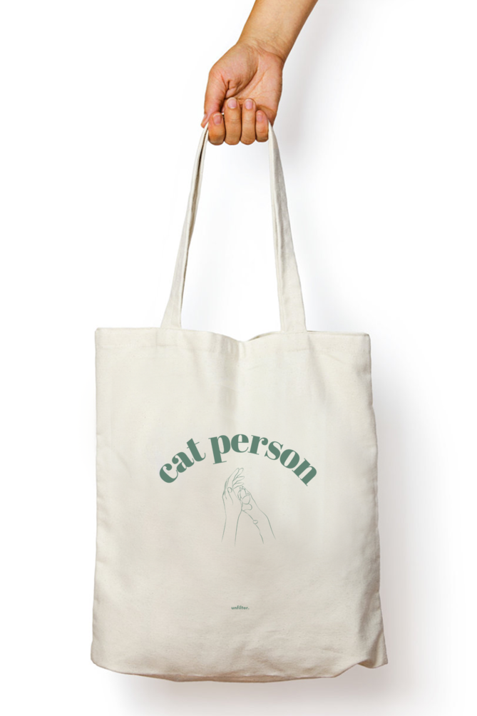 Cat person white Tote Bag